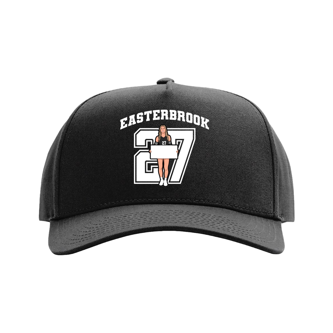 Full Fabric Five-Panel Champ Cap — Number in Black