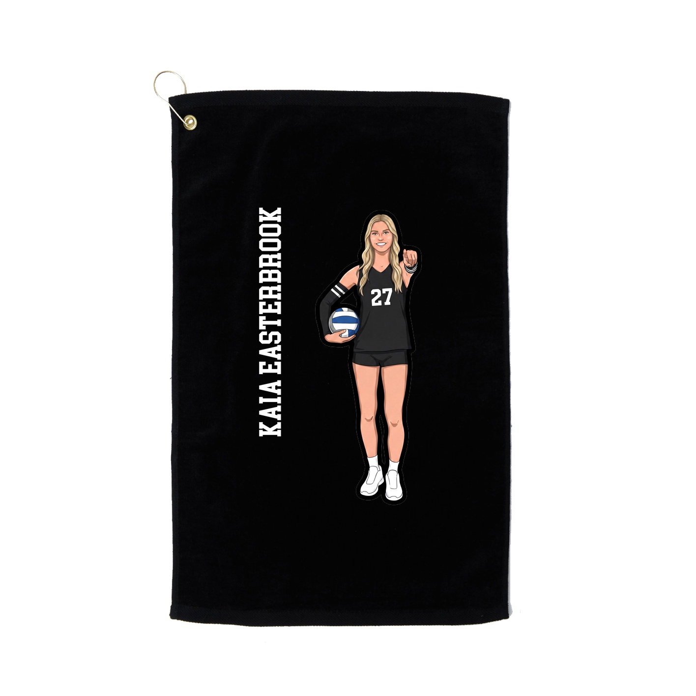 Golf Towel — Name Vertical in Black