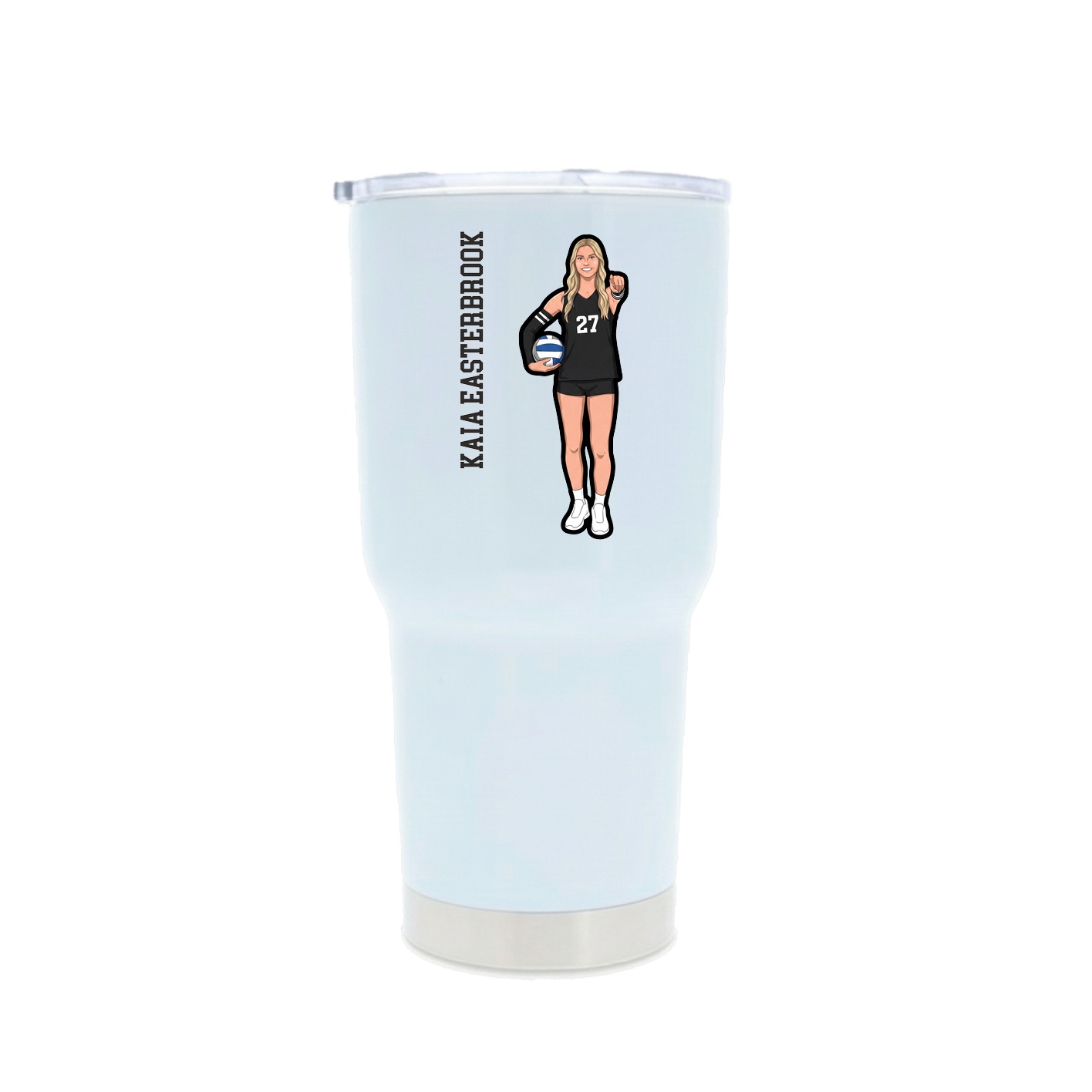 30oz Stainless Steel Tumbler — Name Vertical in White