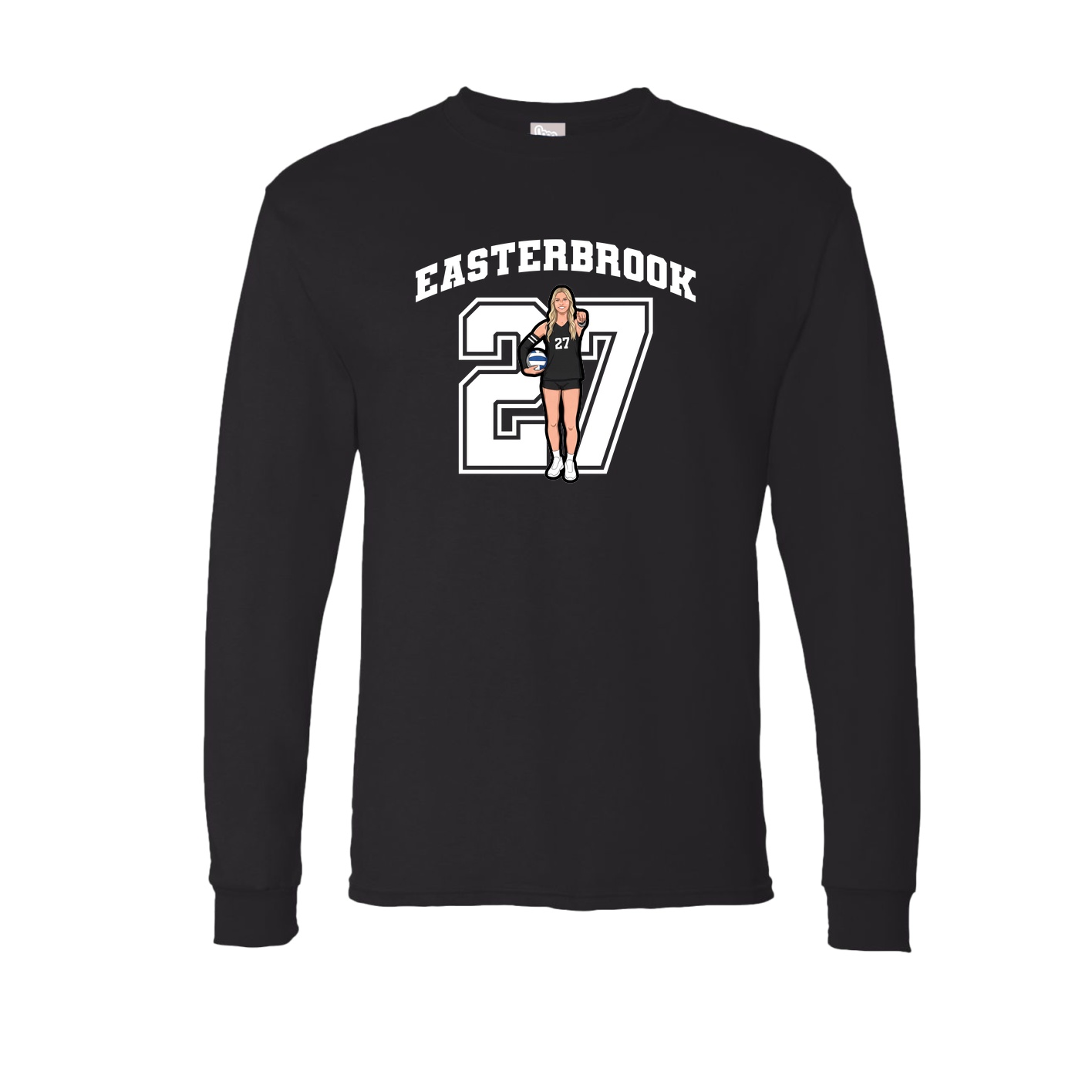 Long Sleeve Tee — Number in Black