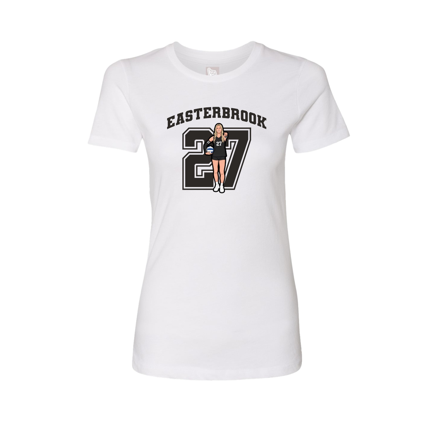 Fitted Women's Tee — Number in White