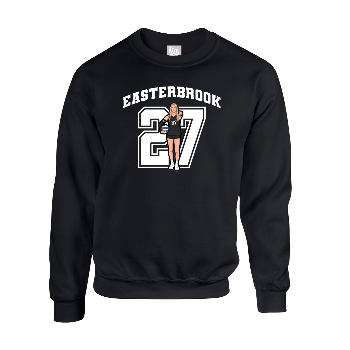 Fleece Crew — Number in Black