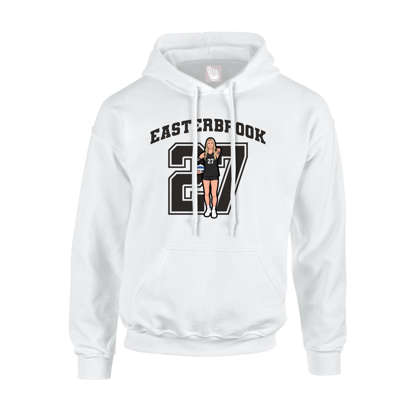 Youth Hoodie — Number in White