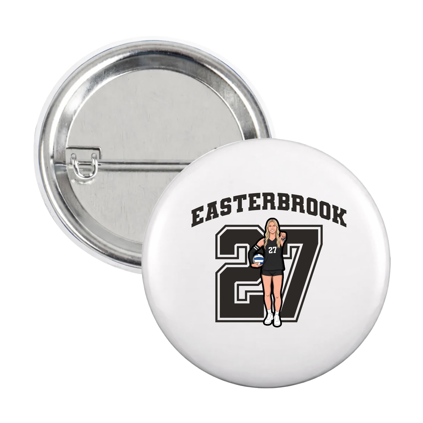 Game Day Button — Number in White