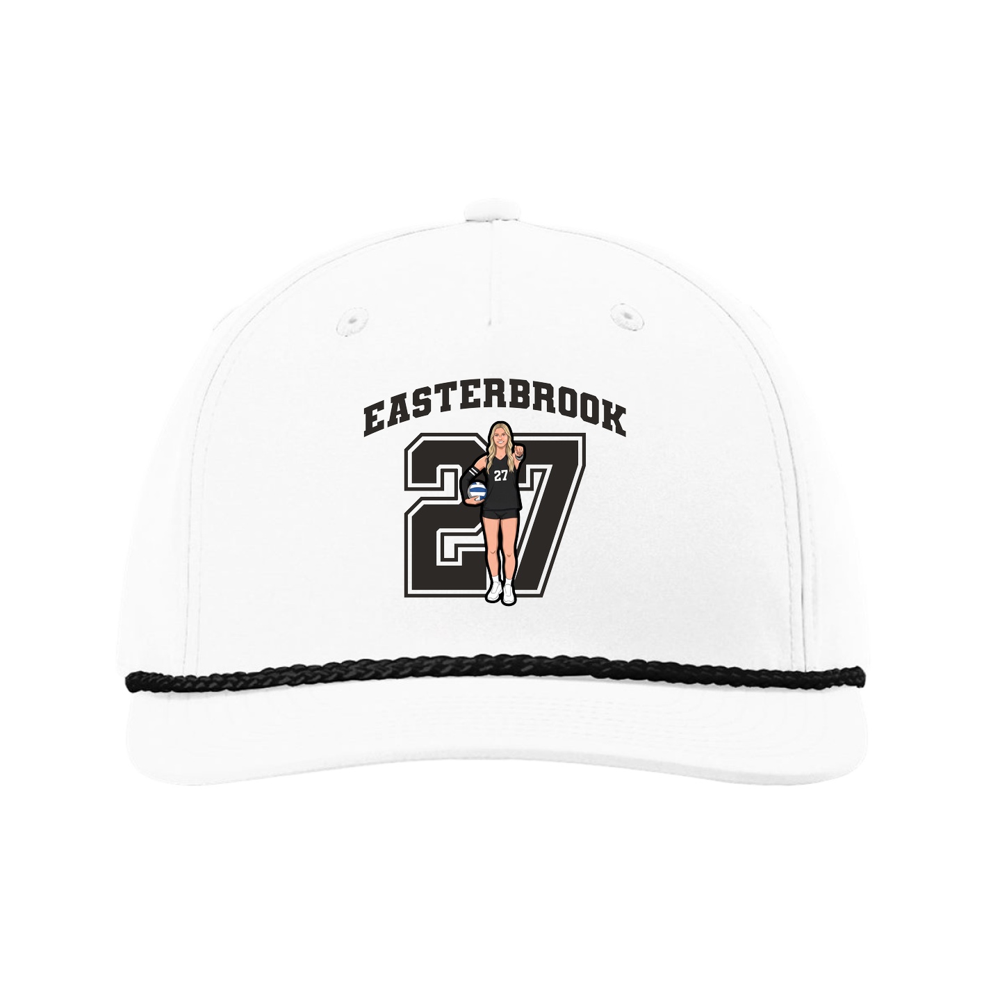 Five-Panel Classic Rope Cap — Number in White