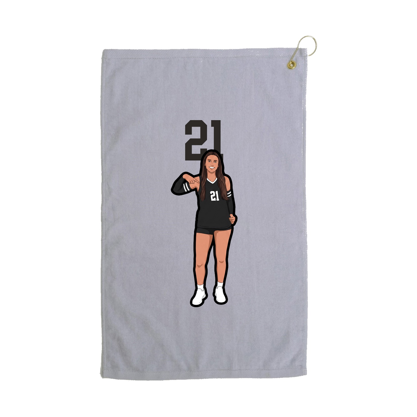 Golf Towel — Number Top in Grey