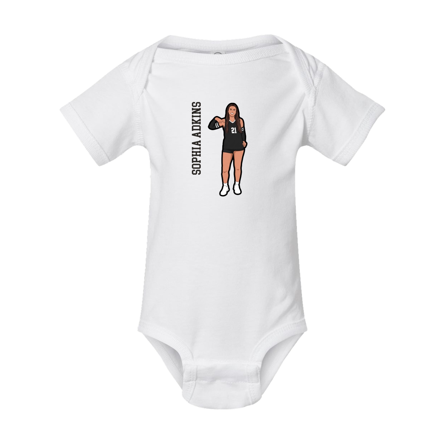 Baby Onesie — Name Vertical in White