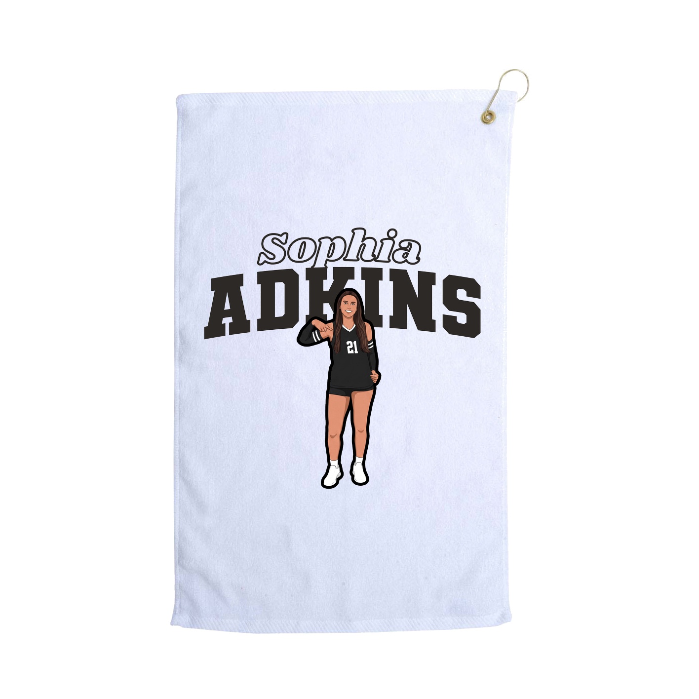Golf Towel — Name Arch in White