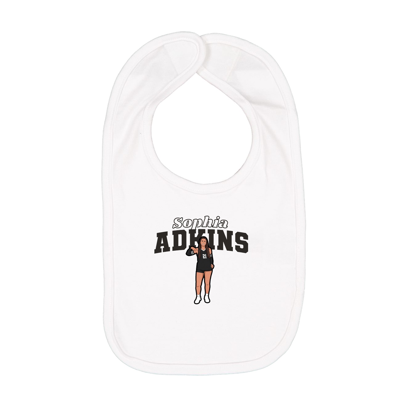 Infant Bib — Name Arch in White