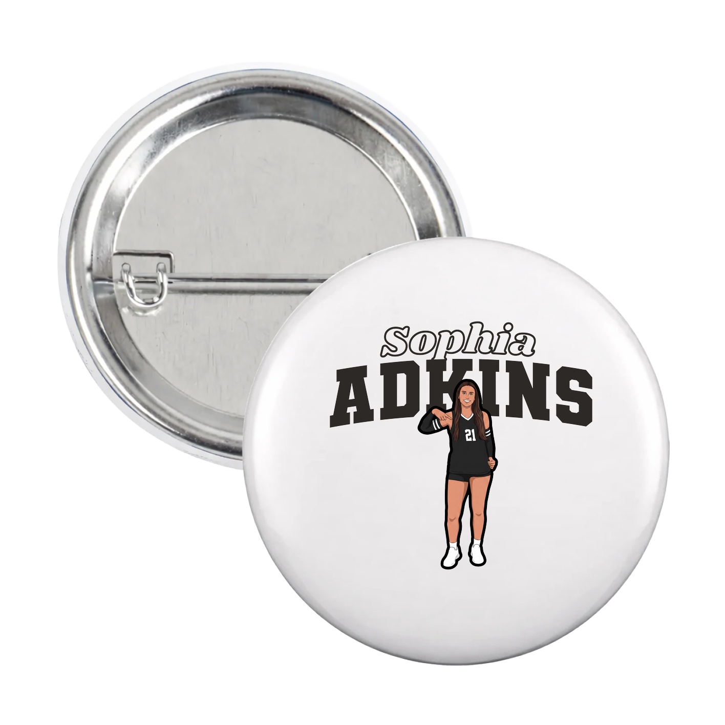 Game Day Button — Name Arch in White