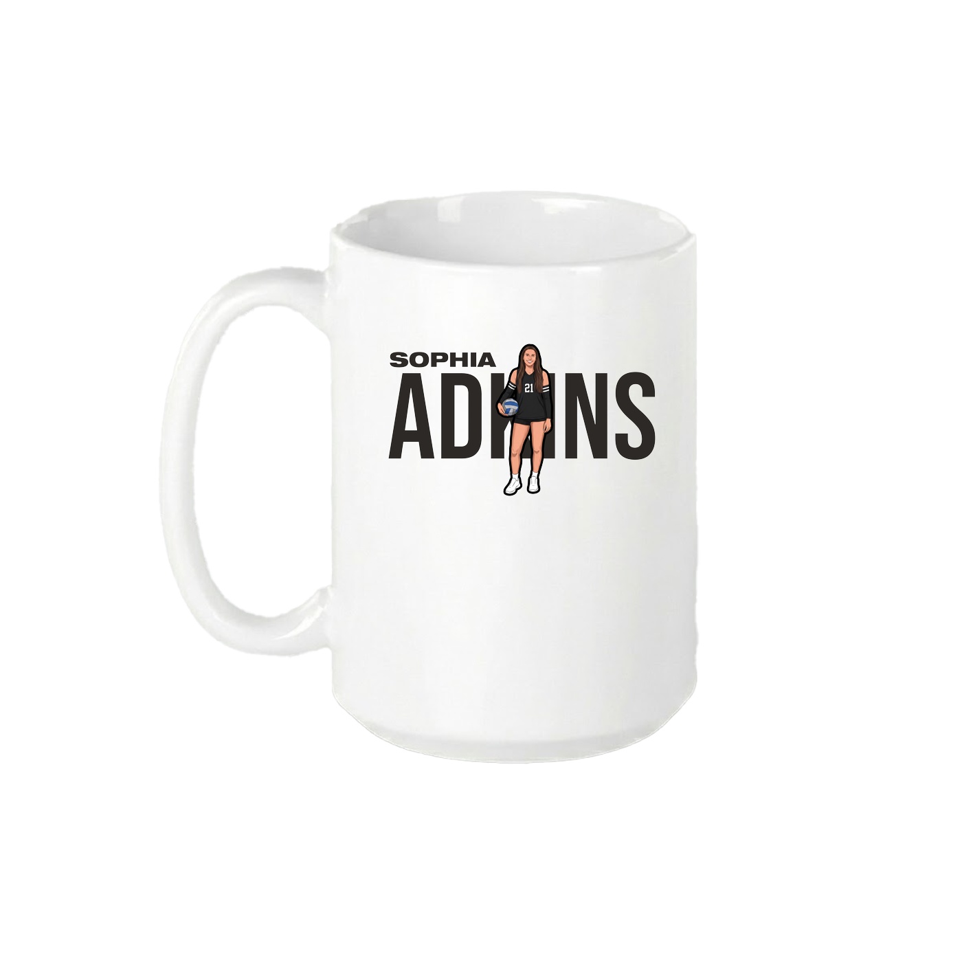 15oz Coffee Mug — Player Name in White
