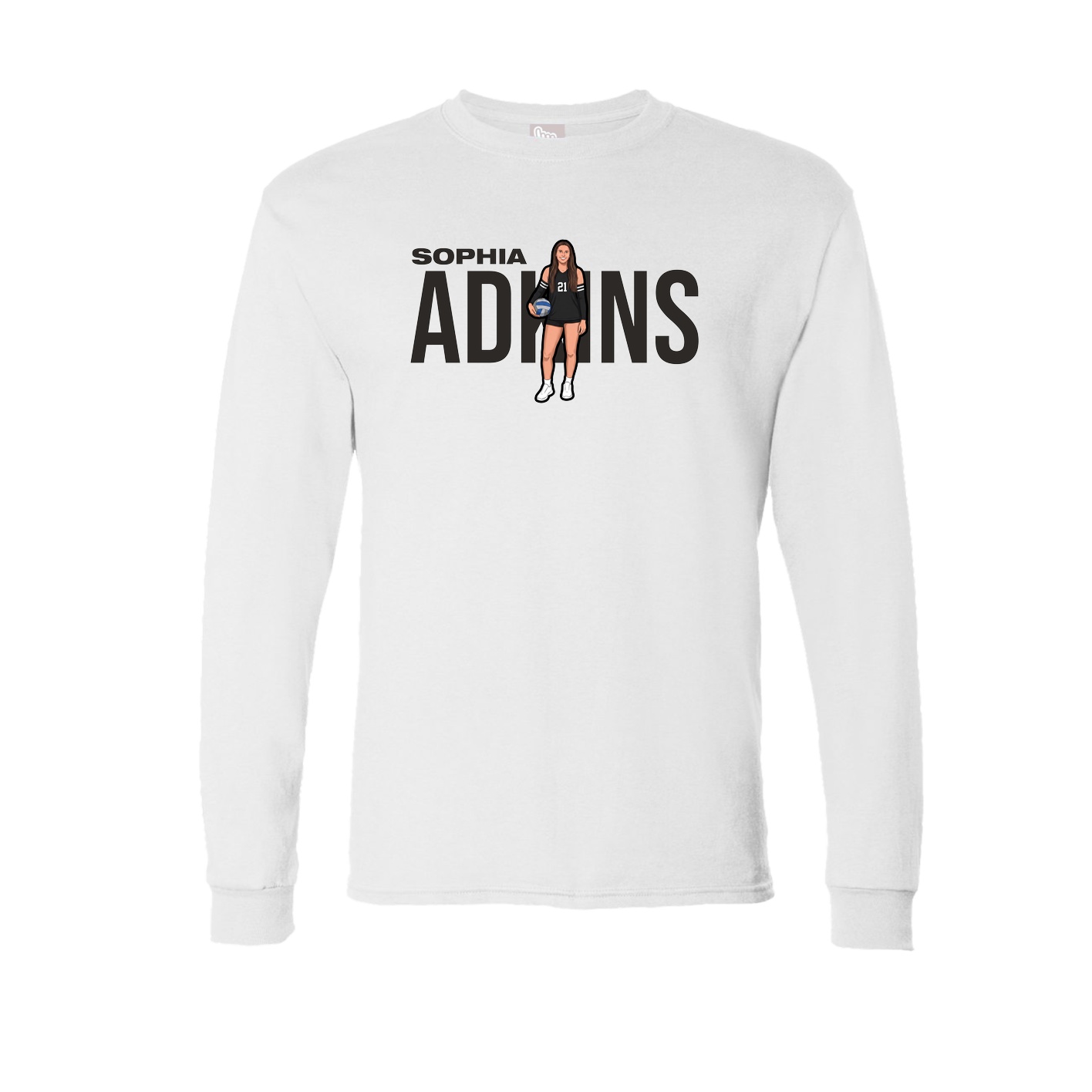 Long Sleeve Tee — Player Name in White