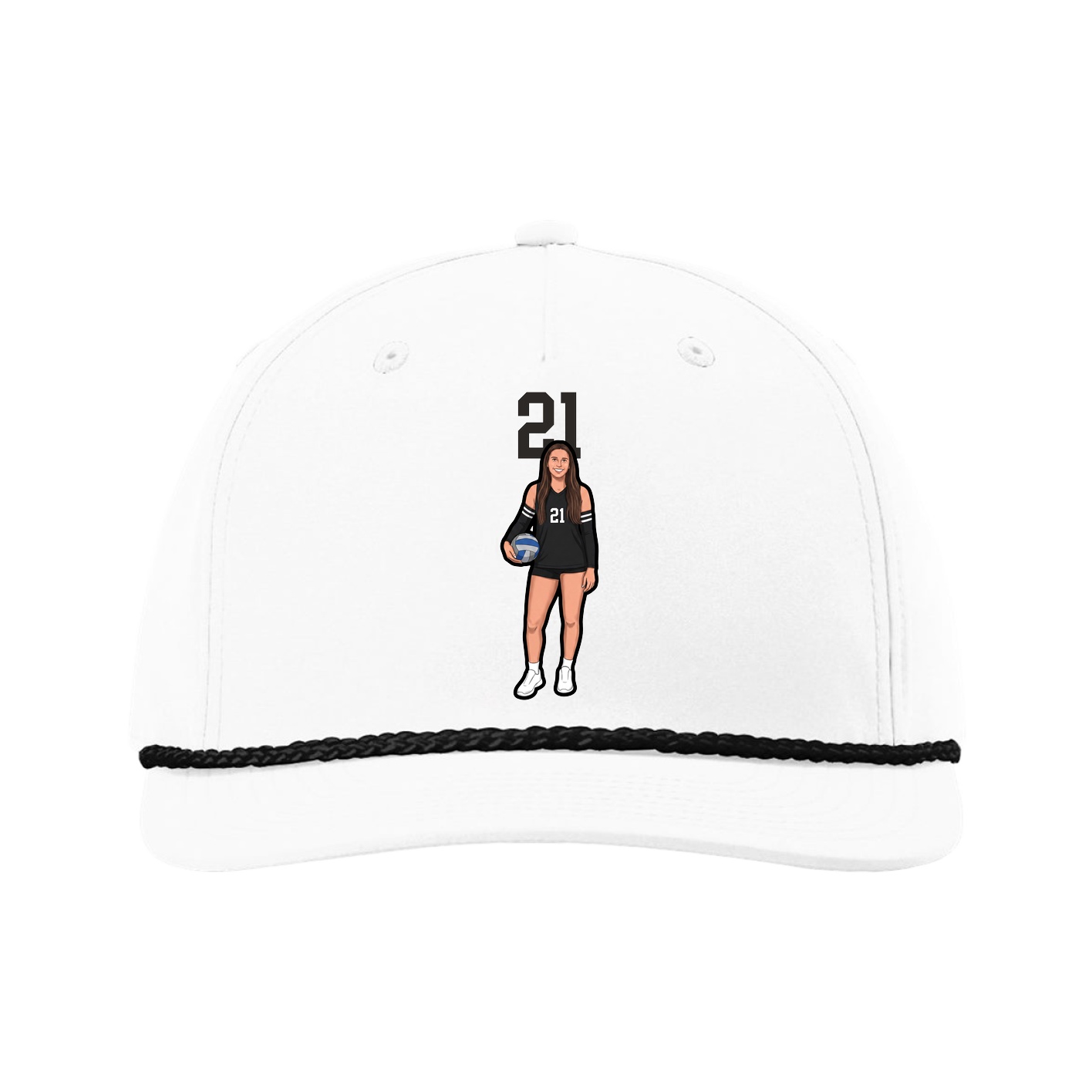 Five-Panel Classic Rope Cap — Number Top in White
