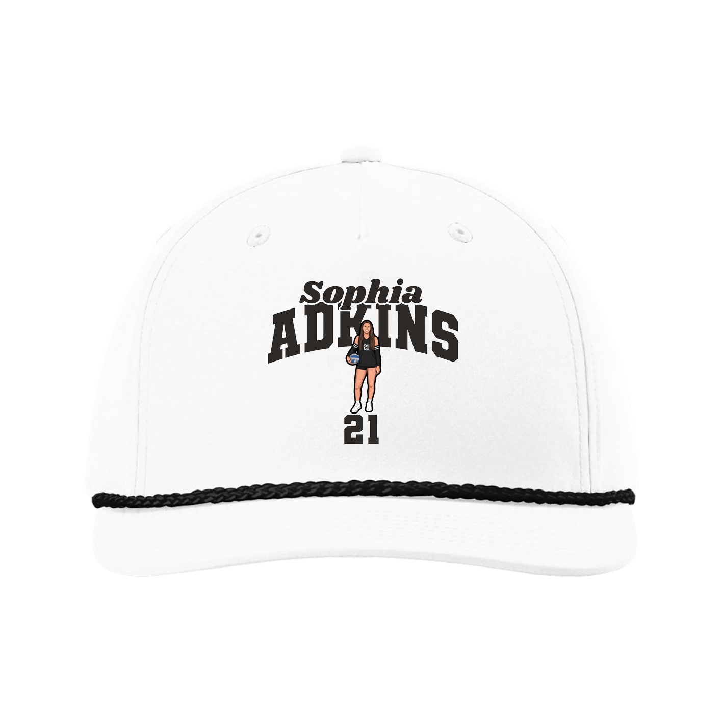 Five-Panel Classic Rope Cap — Signature Arch in White