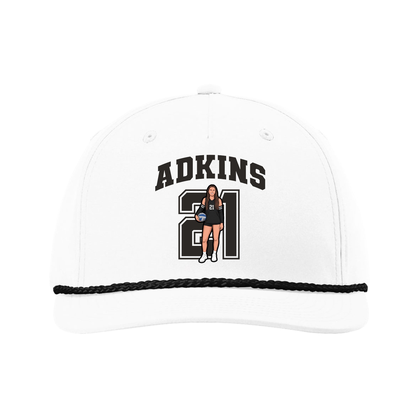 Five-Panel Classic Rope Cap — Number in White