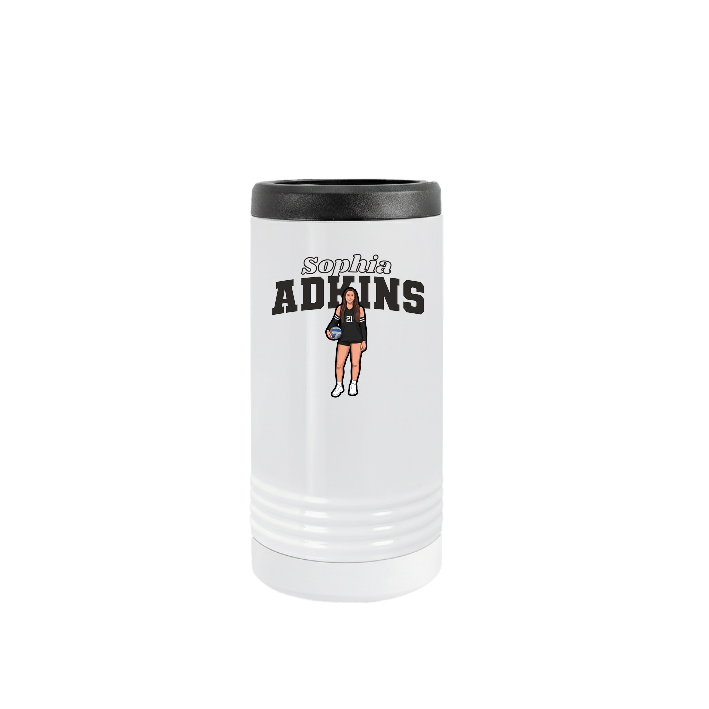 Slim Beverage Holder — Name Arch in White