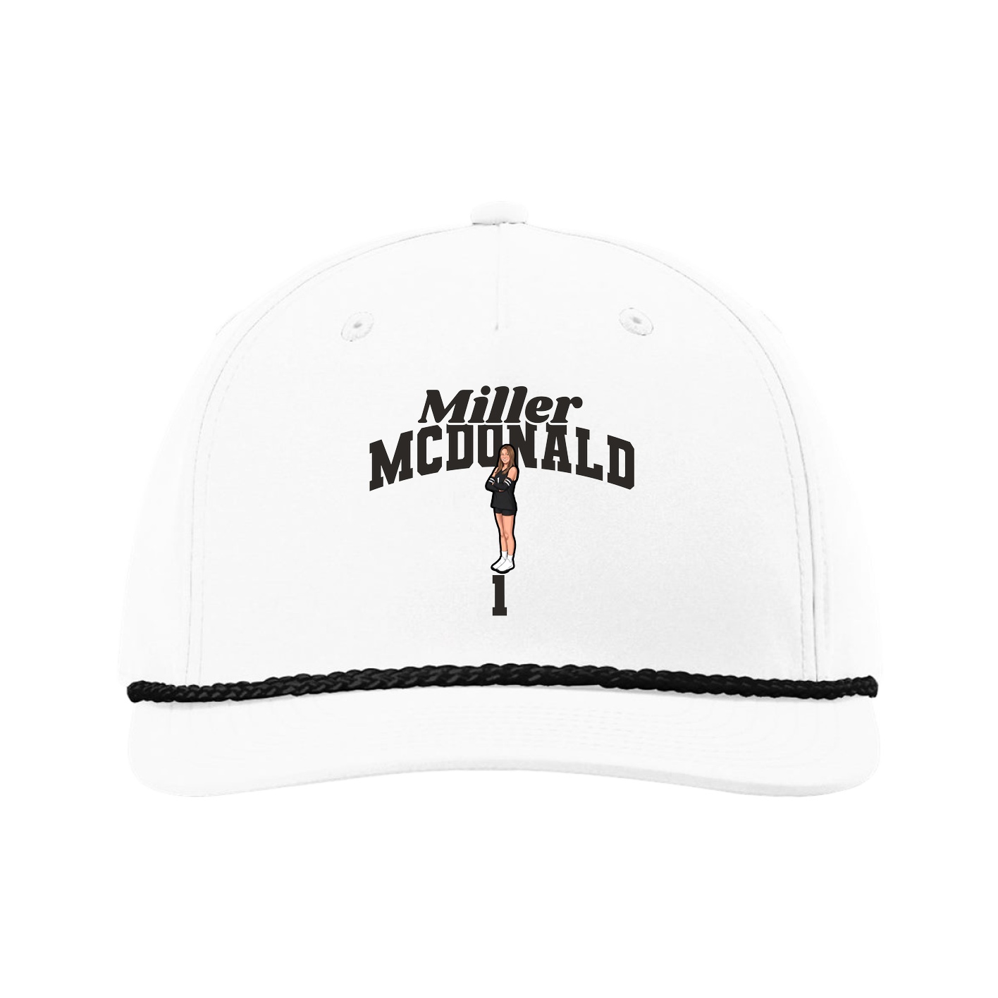 Five-Panel Classic Rope Cap — Signature Arch in White
