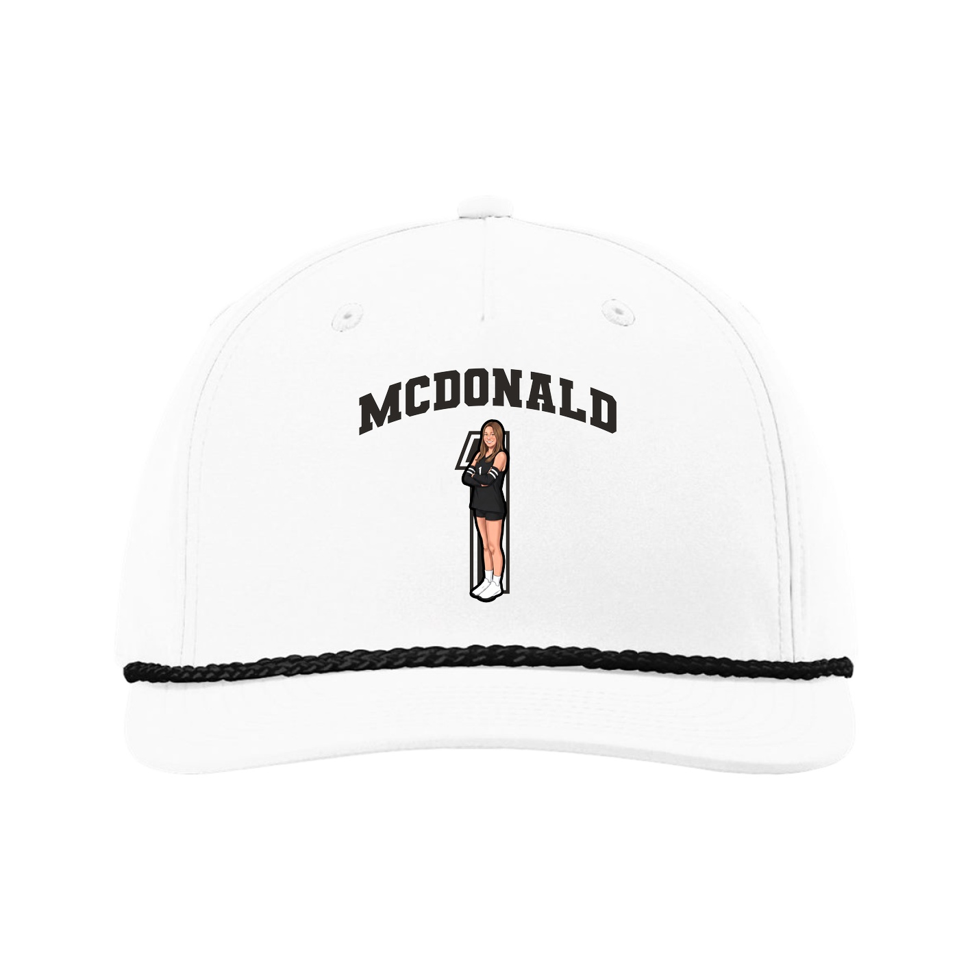 Five-Panel Classic Rope Cap — Number in White