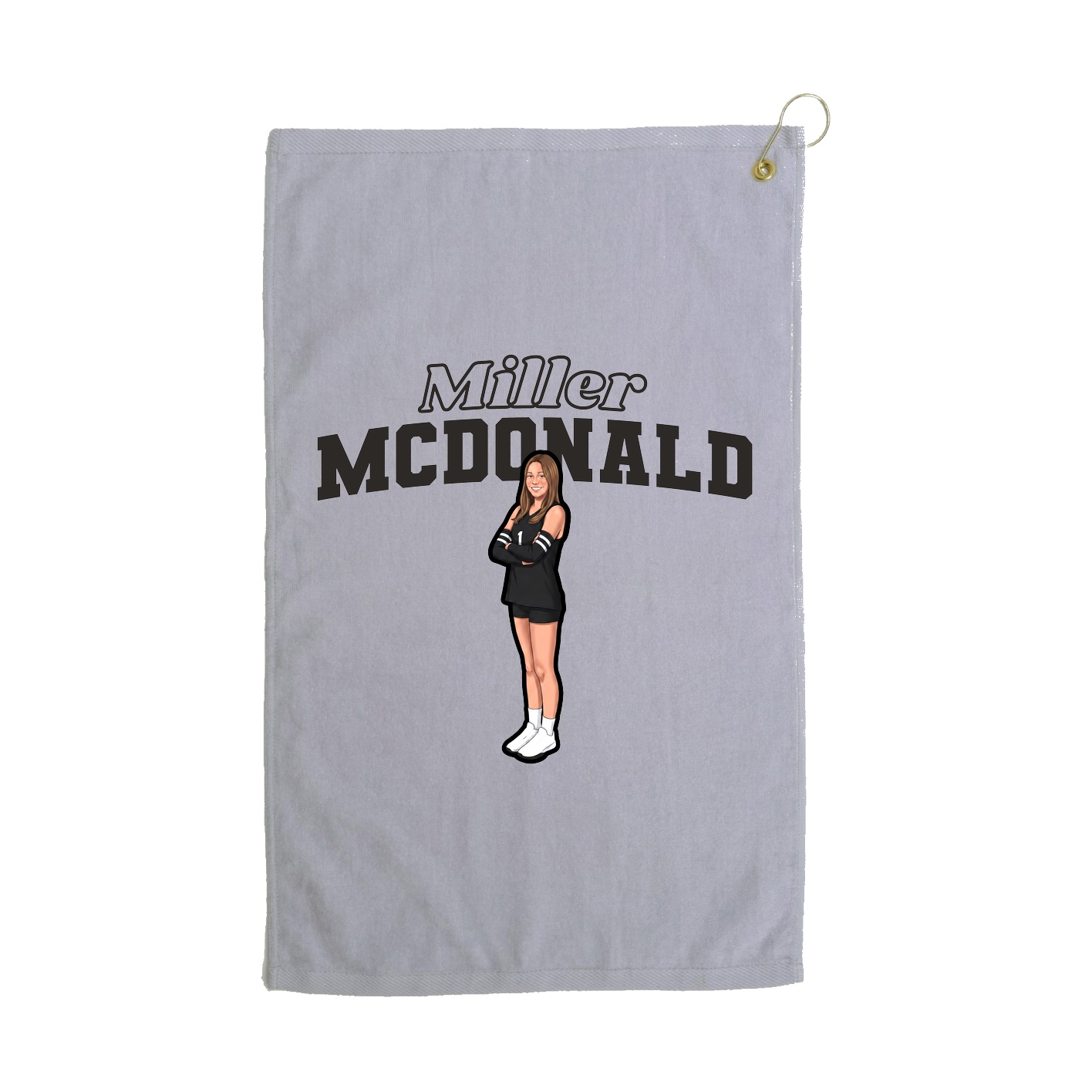 Golf Towel — Name Arch in Grey