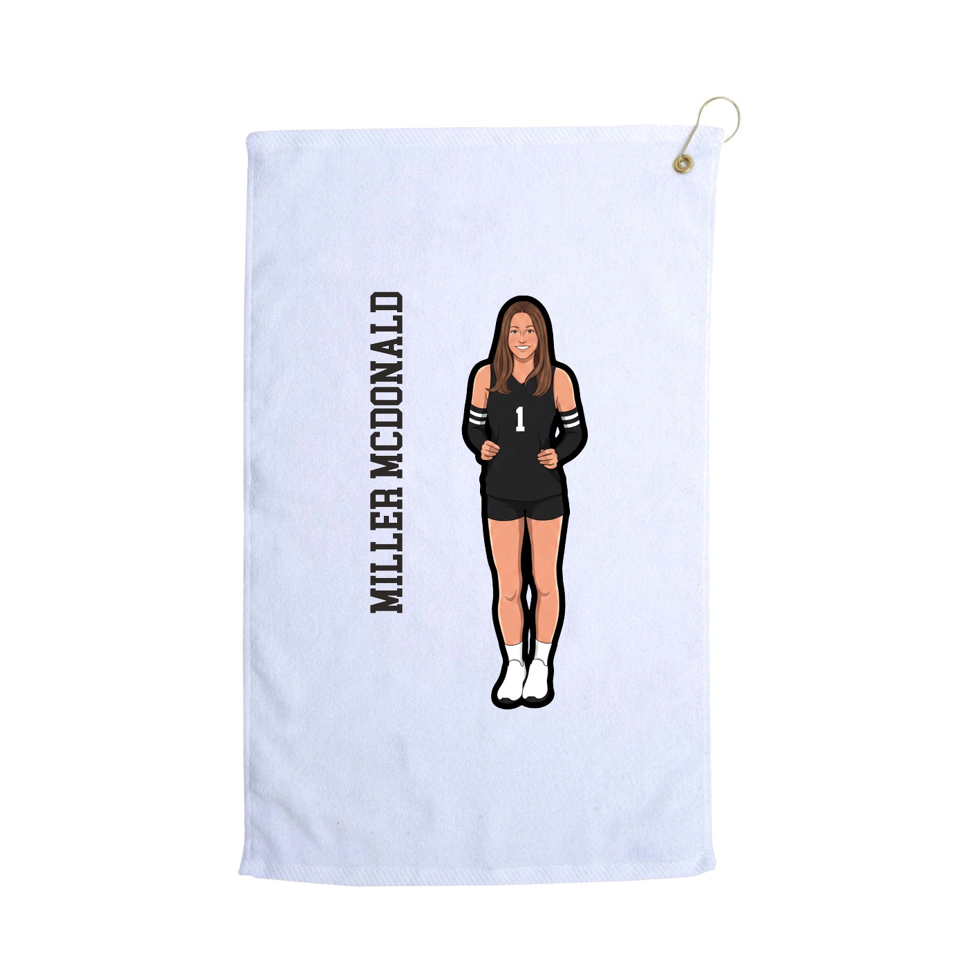 Golf Towel — Name Vertical in White