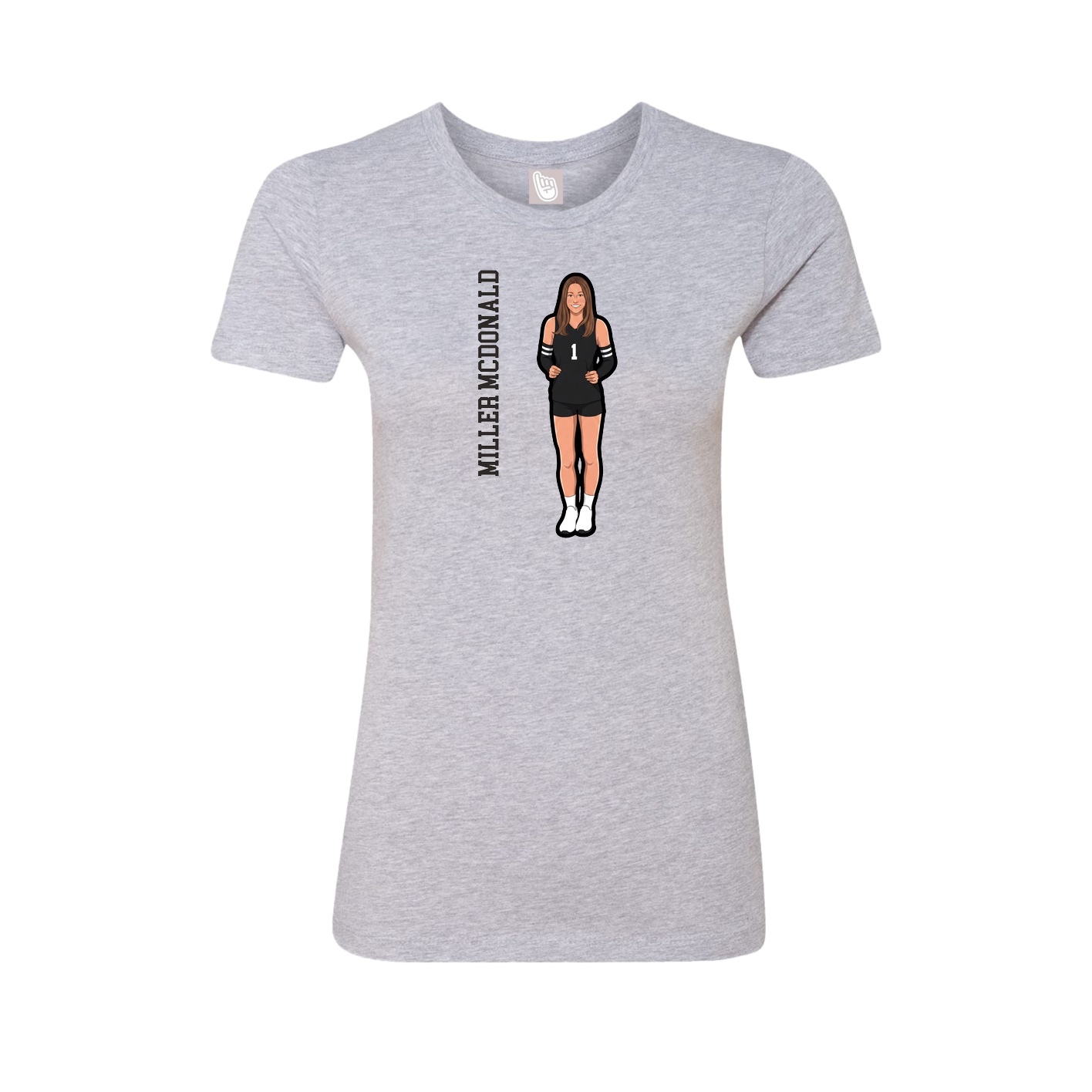 Fitted Women's Tee — Name Vertical in Grey