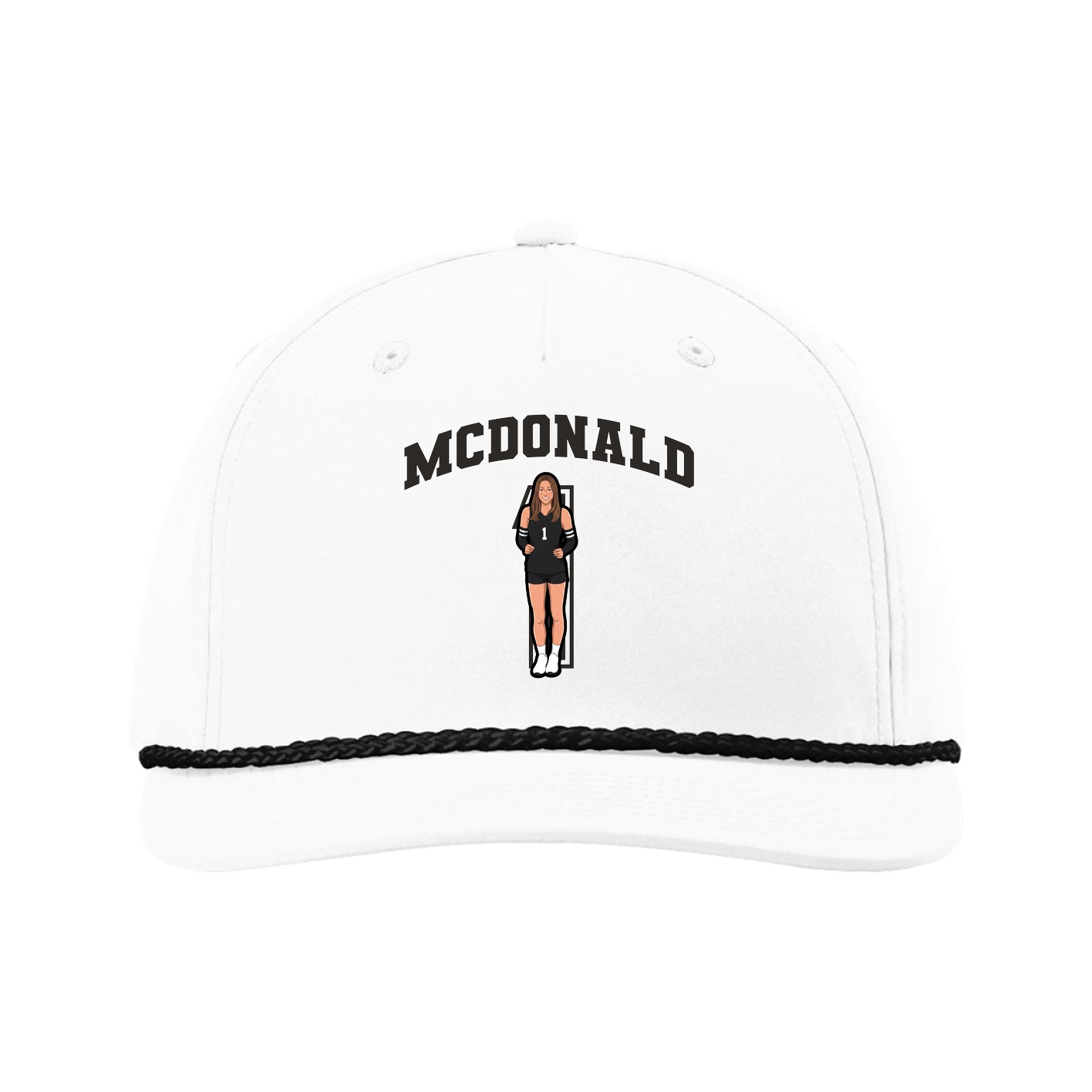 Five-Panel Classic Rope Cap — Number in White