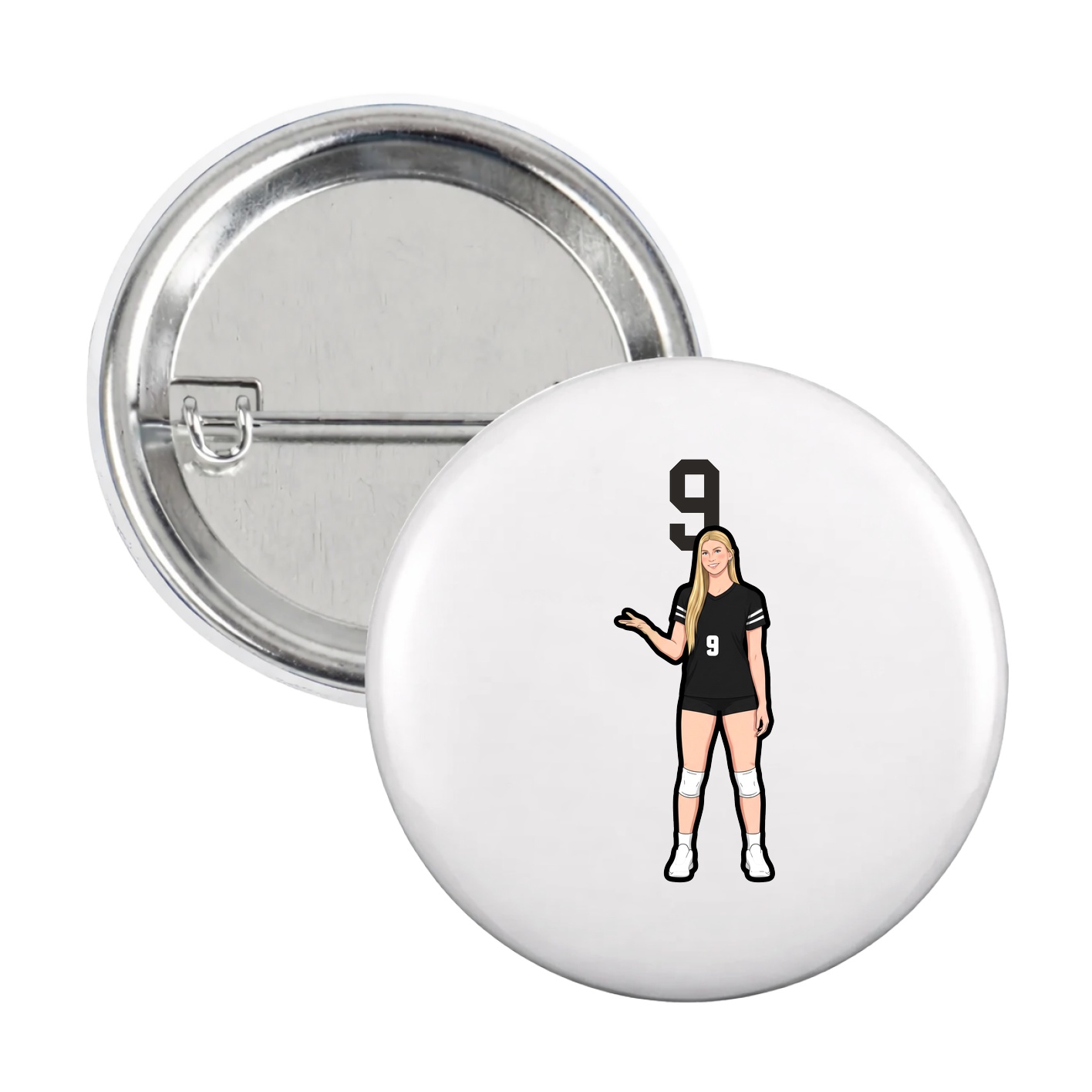 Game Day Button — Number Top in White