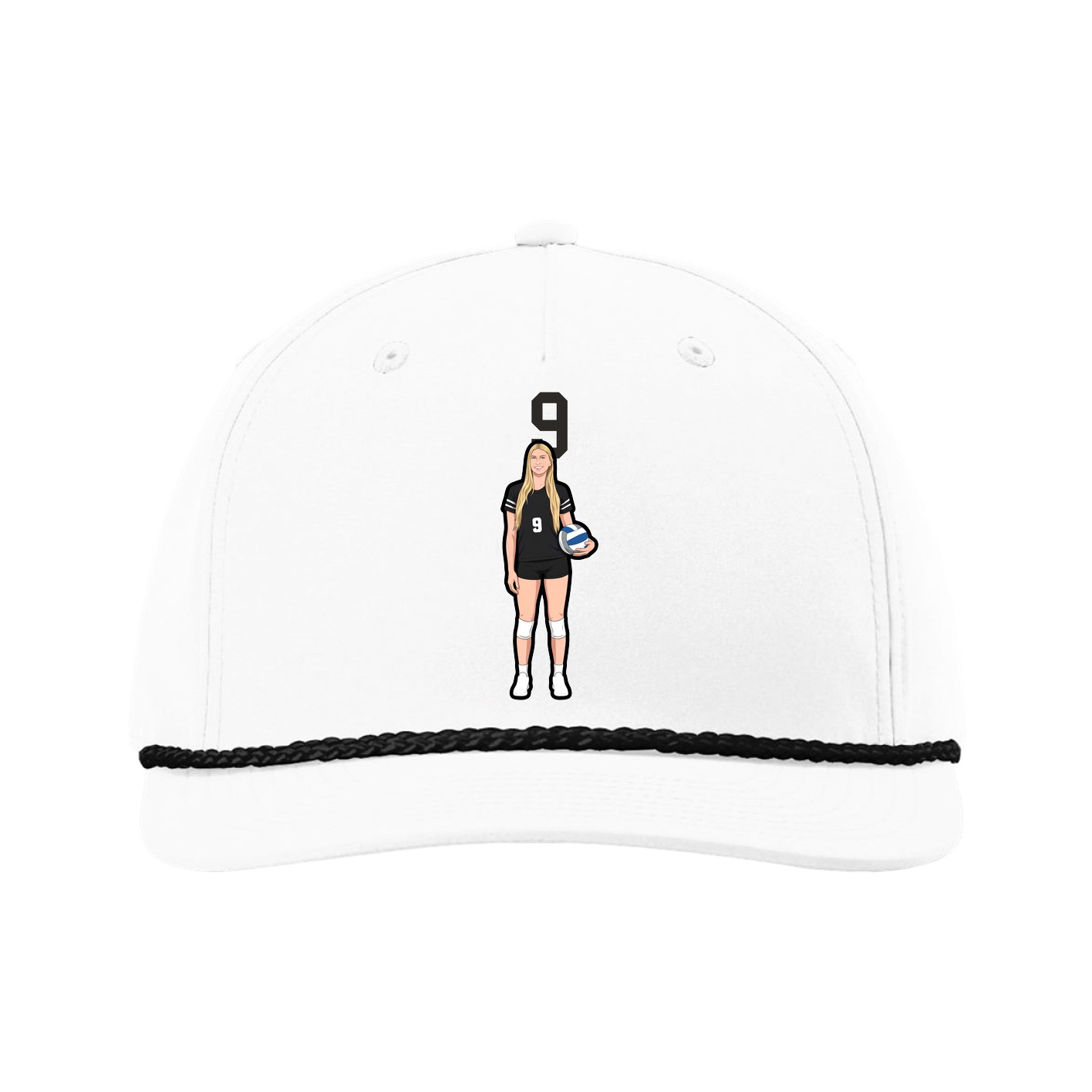 Five-Panel Classic Rope Cap — Number Top in White
