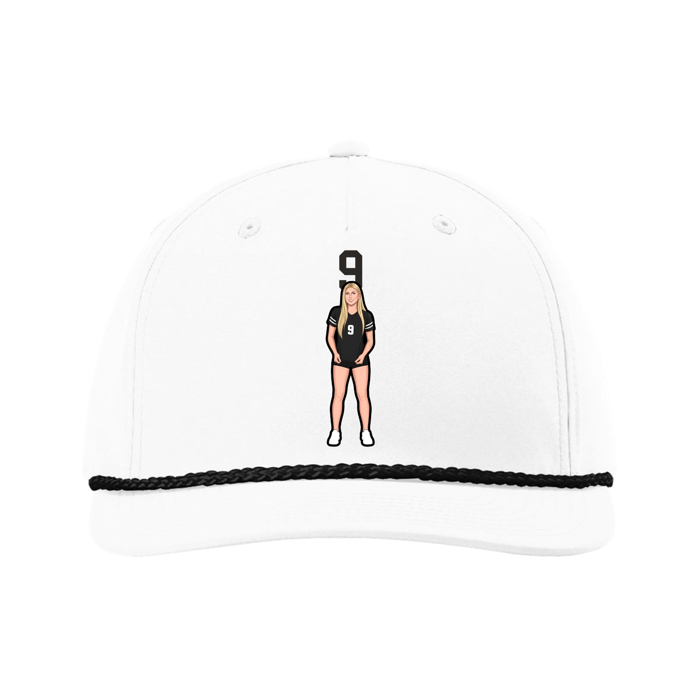 Five-Panel Classic Rope Cap — Number Top in White