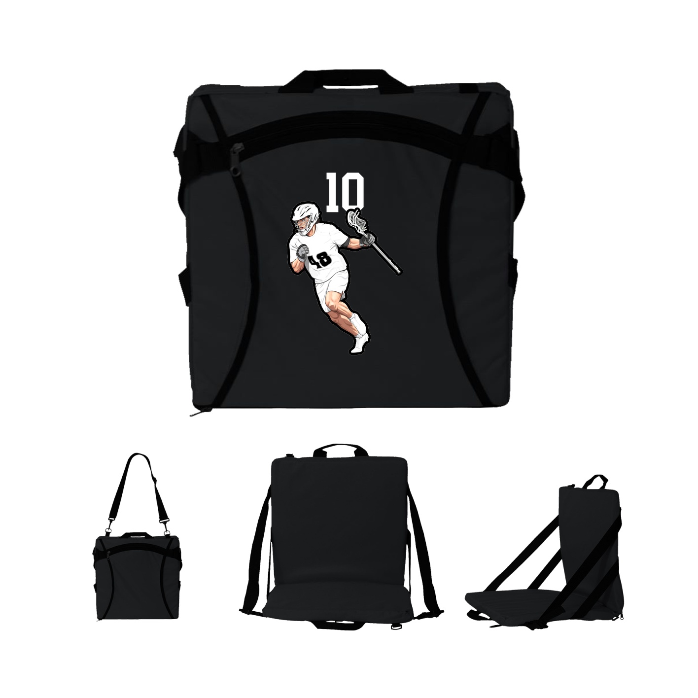 Folding Stadium Seat — Number Top in Black