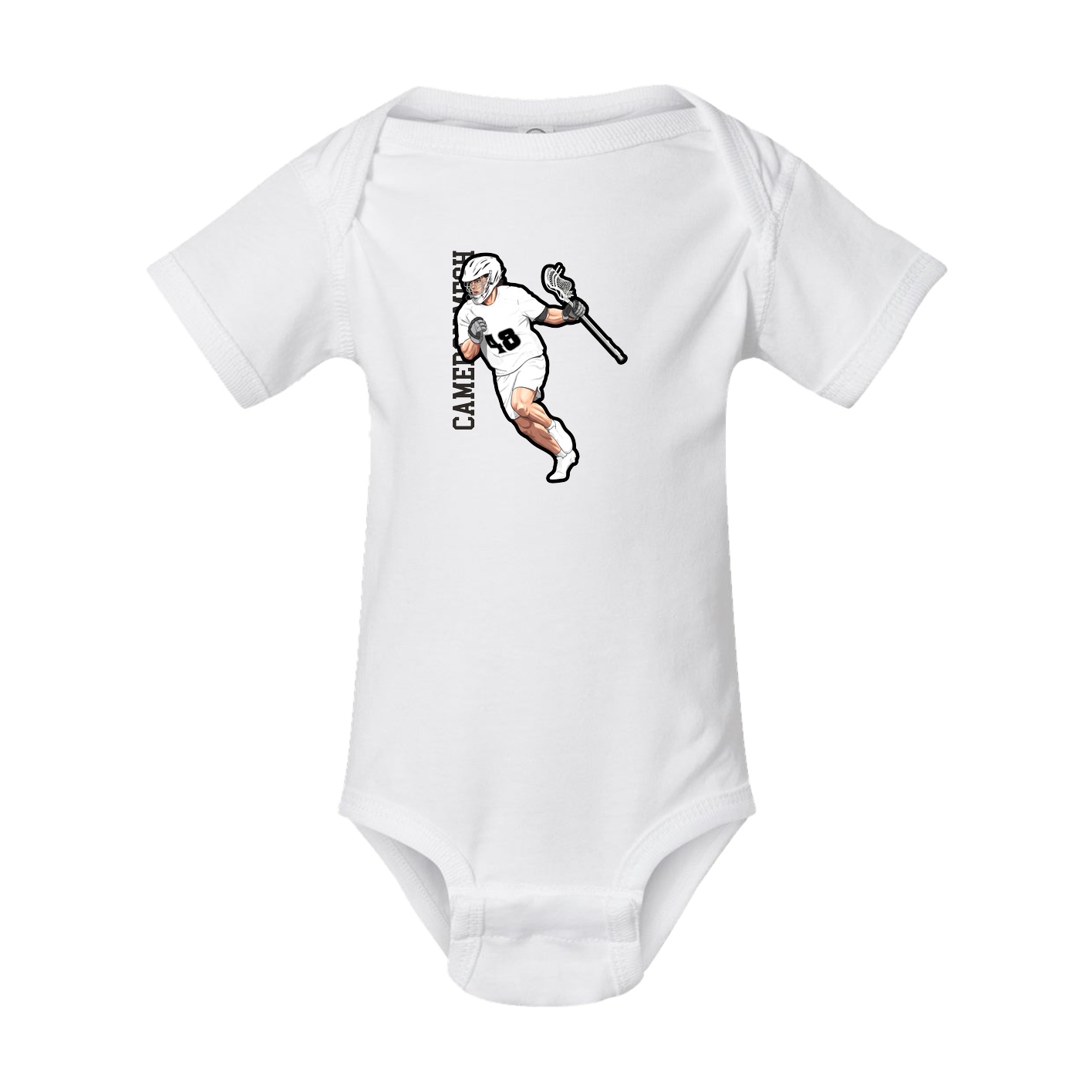 Baby Onesie — Name Vertical in White