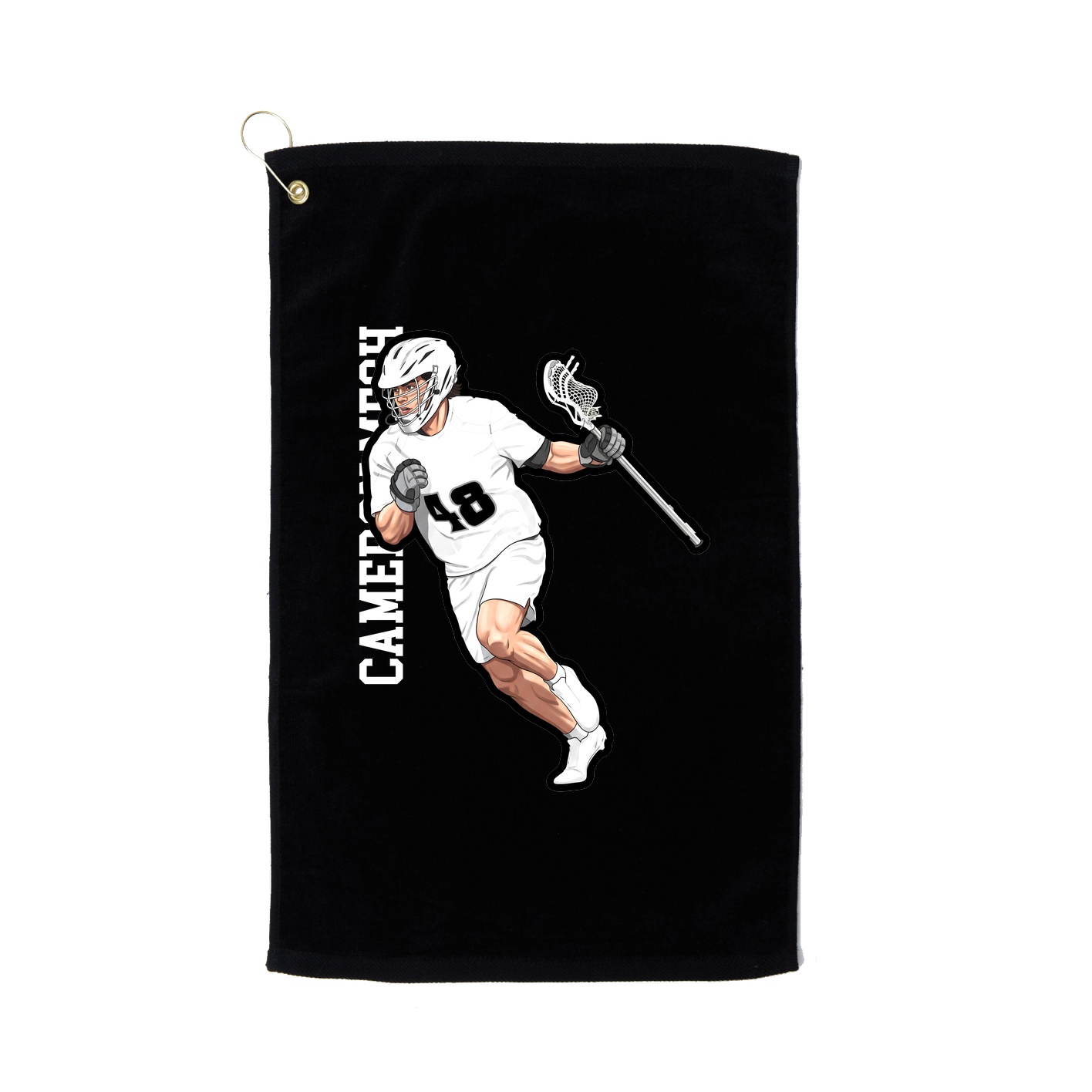 Golf Towel — Name Vertical in Black