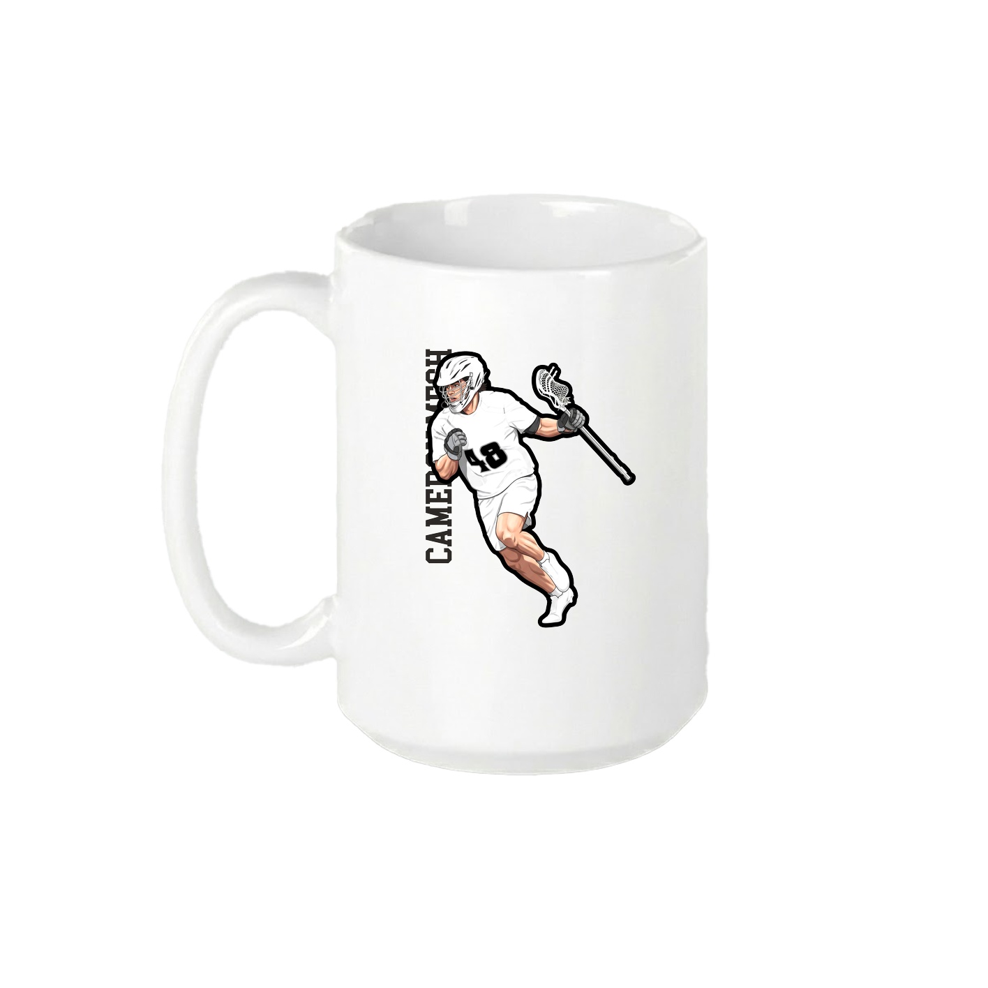 15oz Coffee Mug — Name Vertical in White