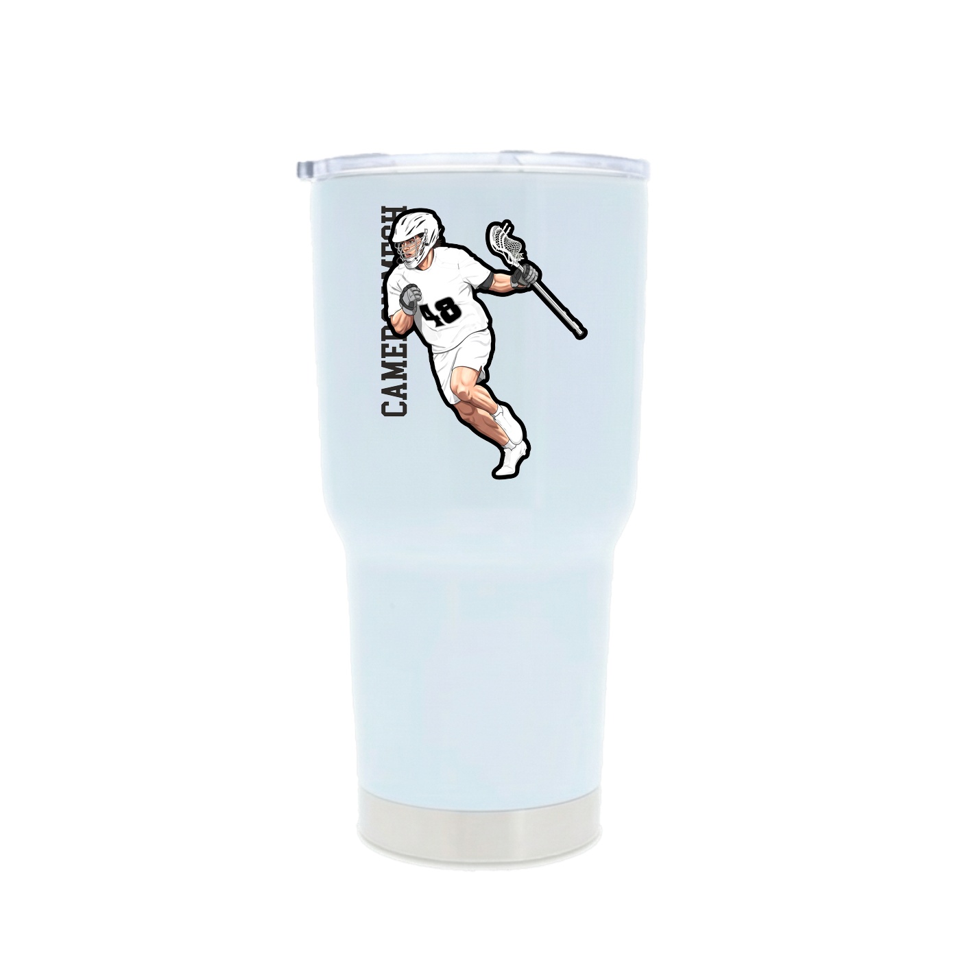 30oz Stainless Steel Tumbler — Name Vertical in White