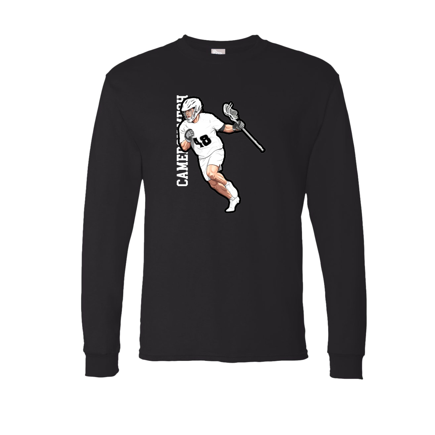 Long Sleeve Tee — Name Vertical in Black