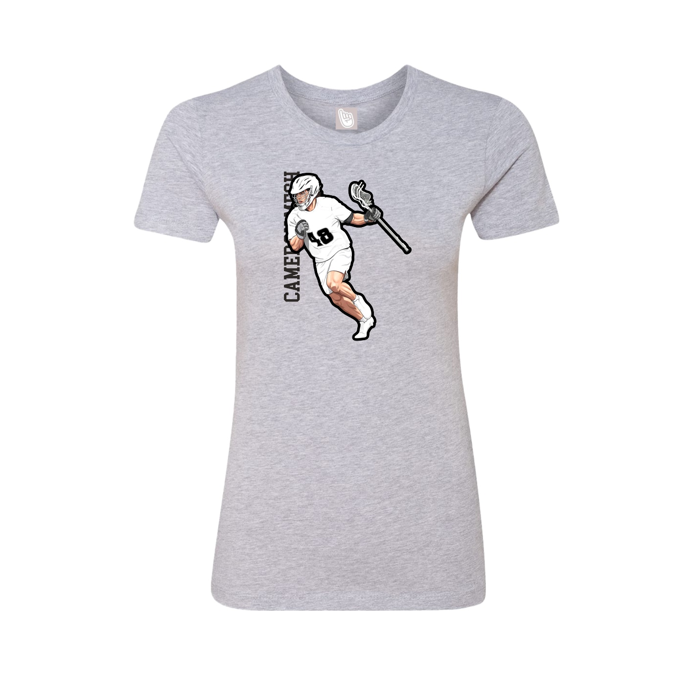 Fitted Women's Tee — Name Vertical in Grey