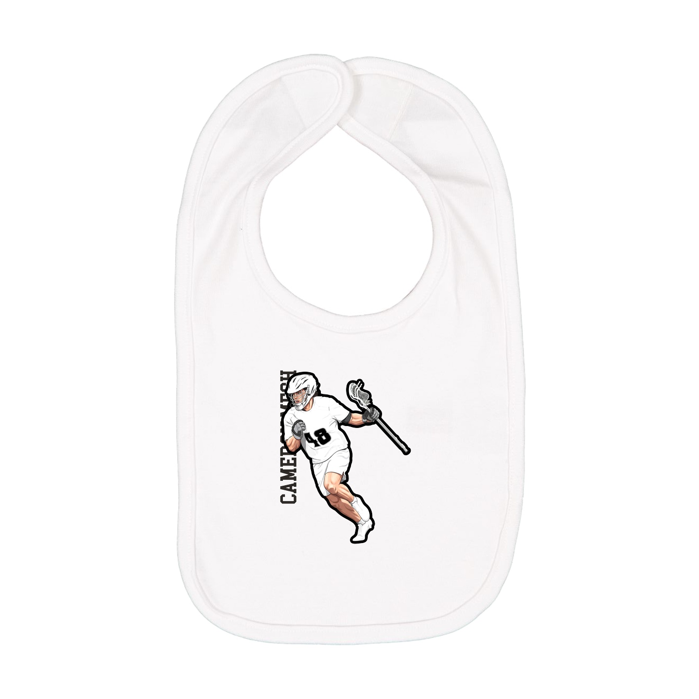 Infant Bib — Name Vertical in White