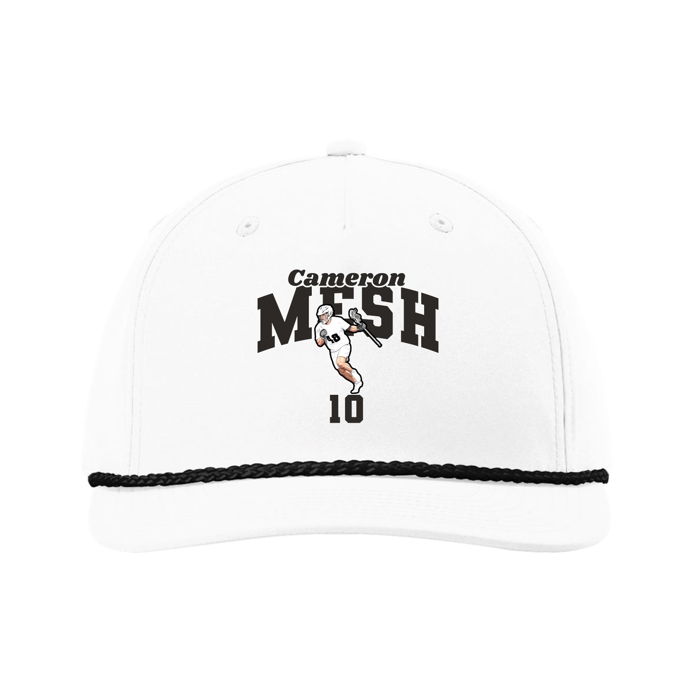 Five-Panel Classic Rope Cap — Signature Arch in White
