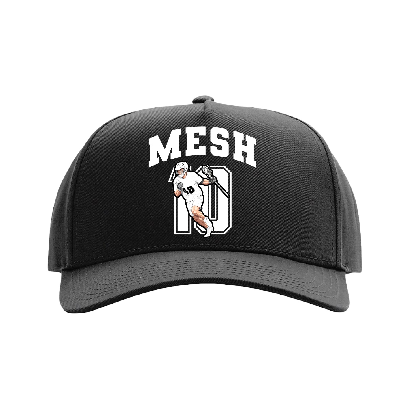 Full Fabric Five-Panel Champ Cap — Number in Black