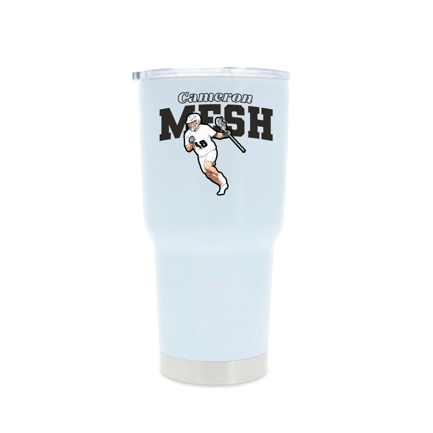 30oz Stainless Steel Tumbler — Name Arch in White