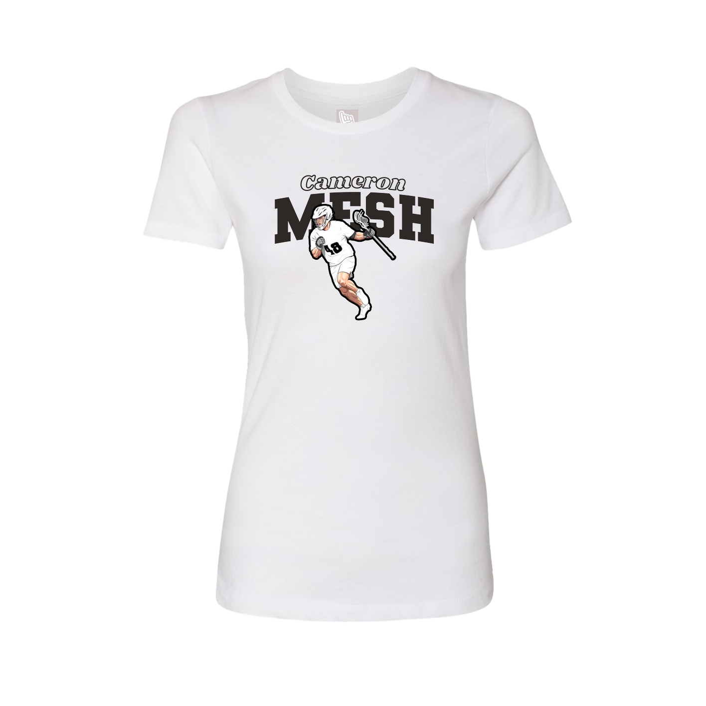 Fitted Women's Tee — Name Arch in White