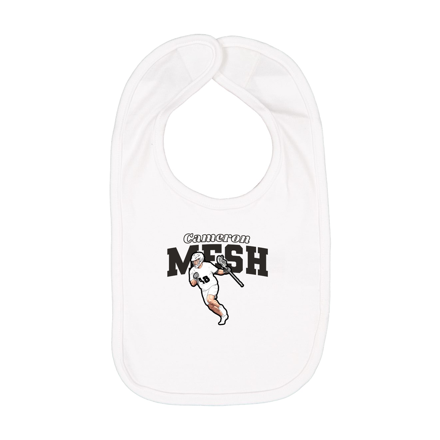 Infant Bib — Name Arch in White