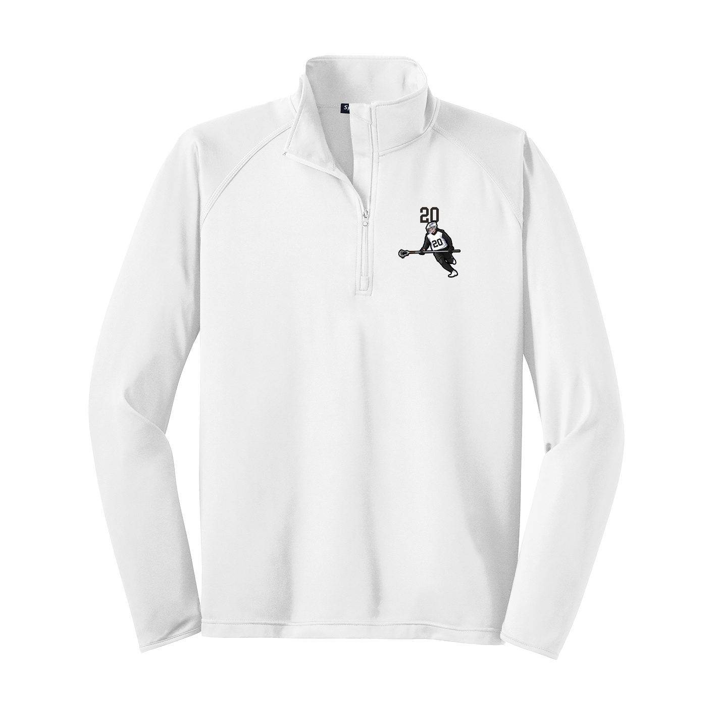 Q-Zip Pullover — Number Top in White
