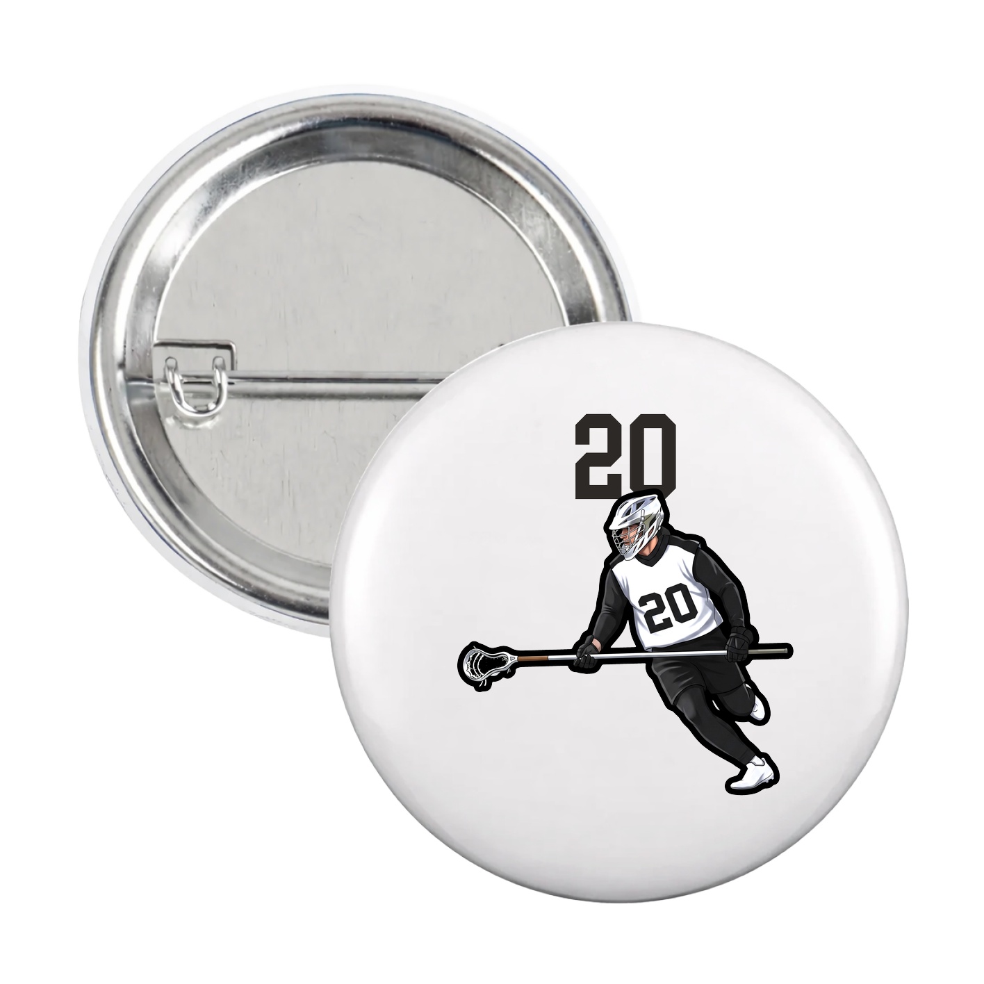 Game Day Button — Number Top in White