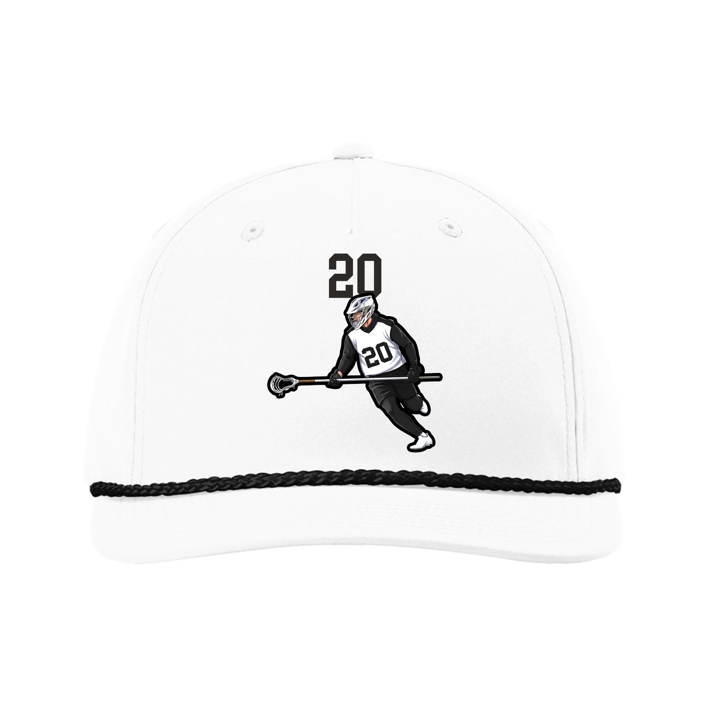 Five-Panel Classic Rope Cap — Number Top in White