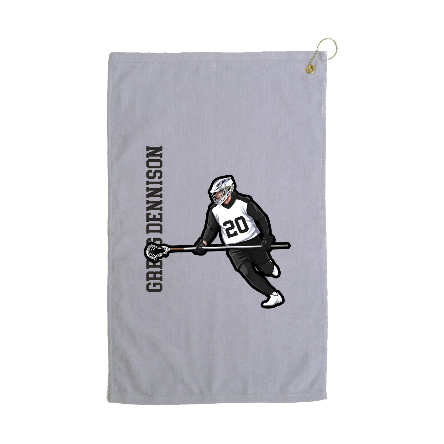 Golf Towel — Name Vertical in Grey
