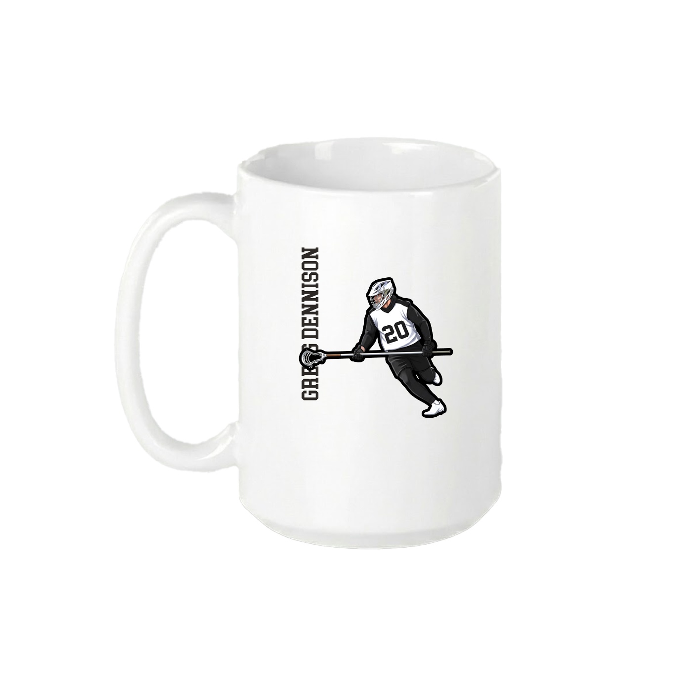 15oz Coffee Mug — Name Vertical in White