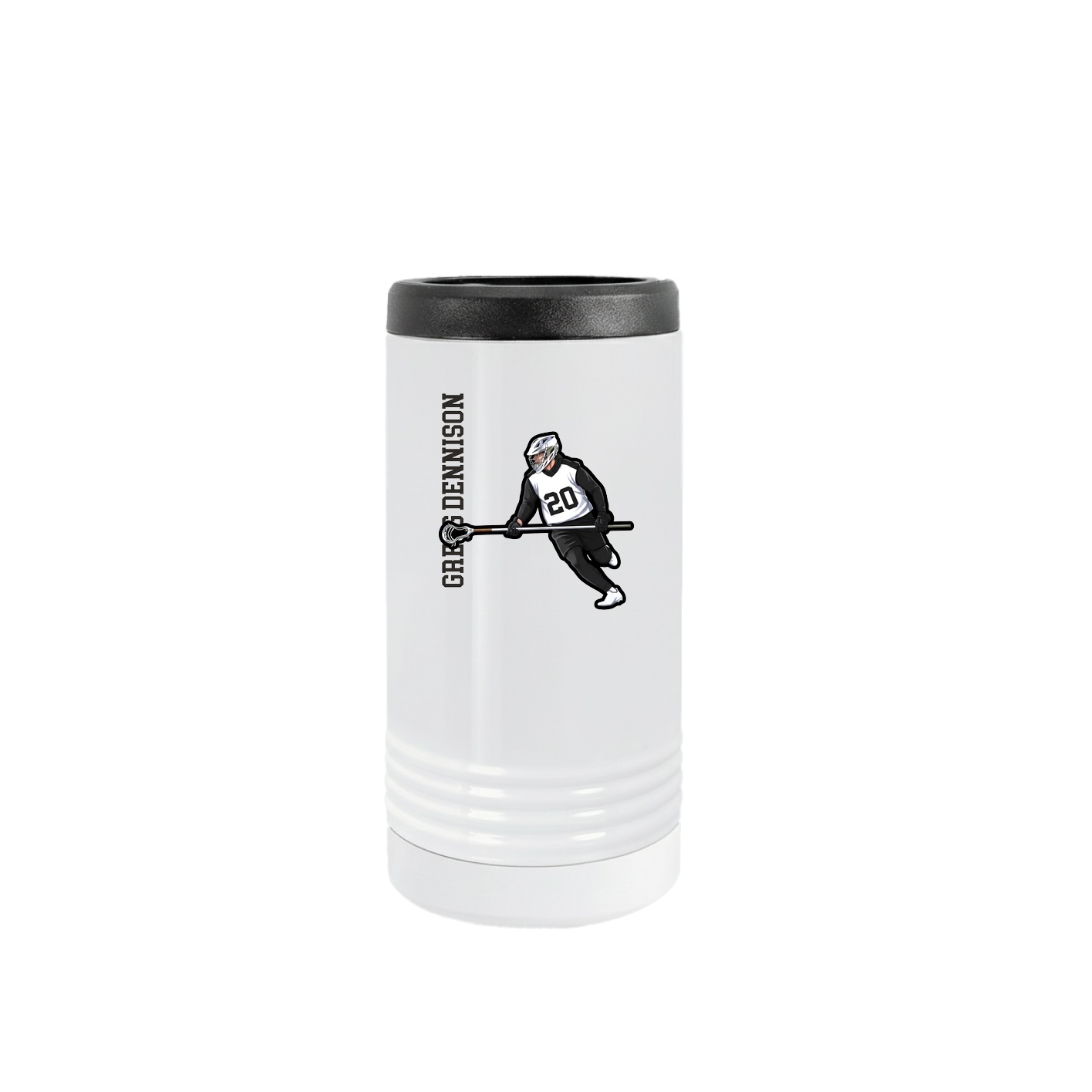 Slim Beverage Holder — Name Vertical in White