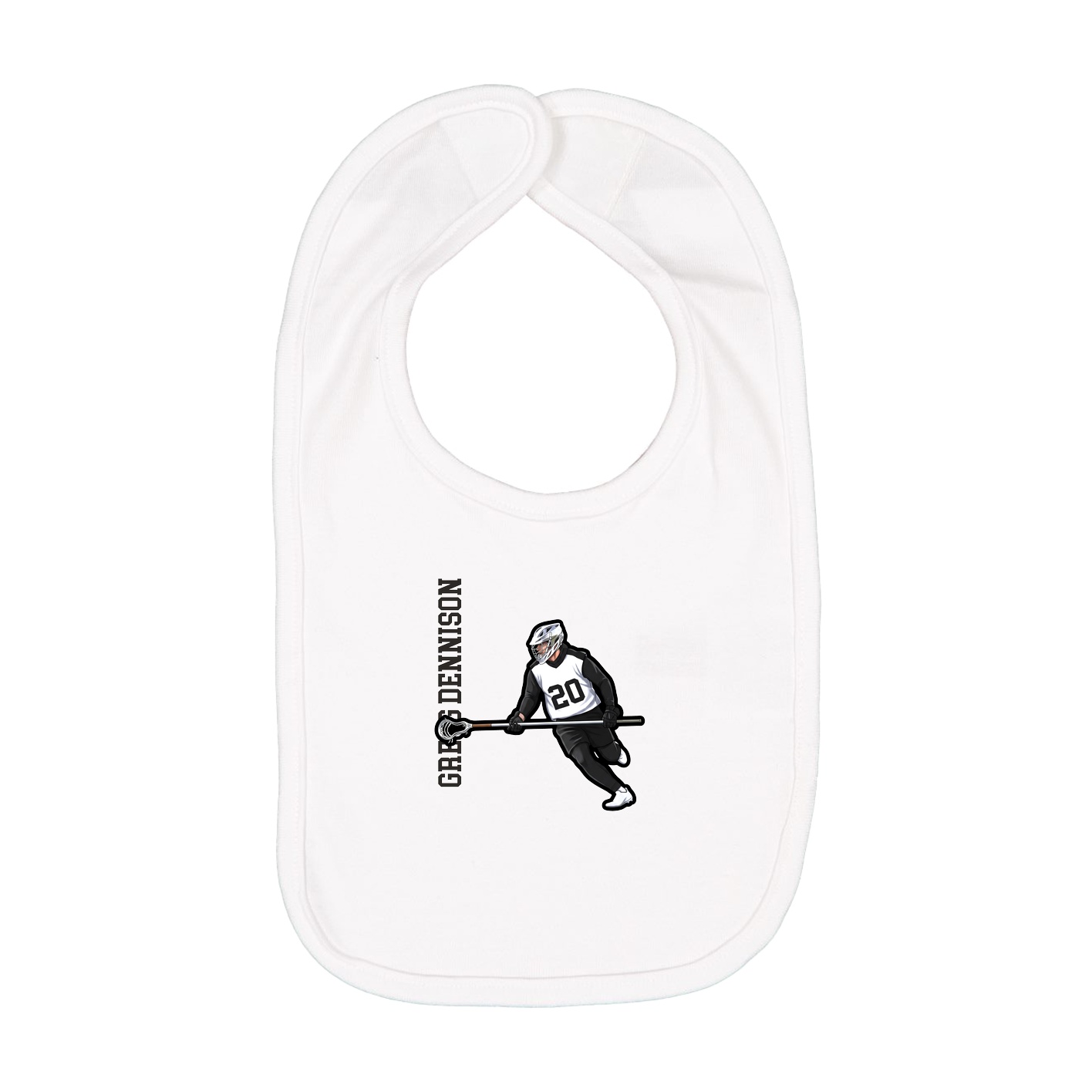 Infant Bib — Name Vertical in White