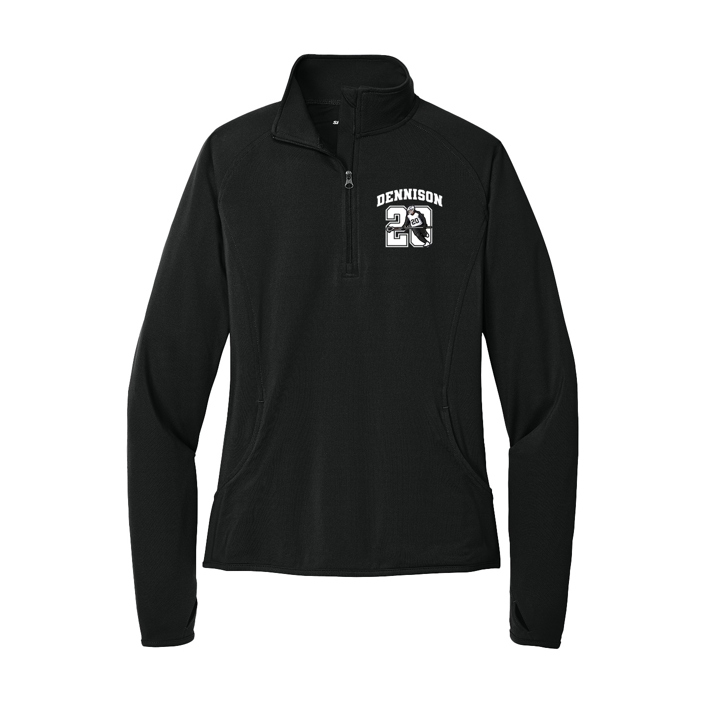 Women's Q-Zip Pullover — Number in Black